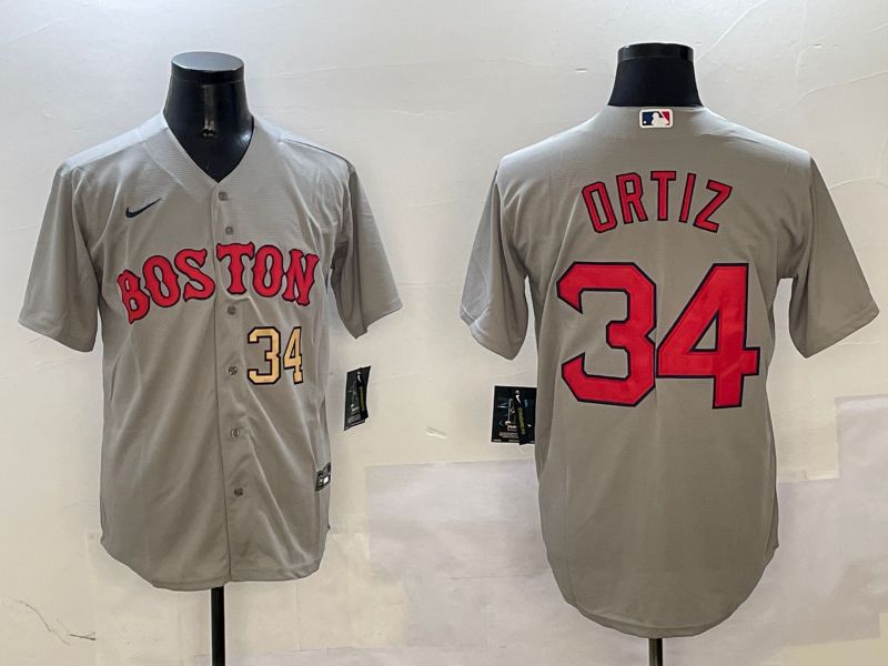 Men Boston Red Sox #34 Ortiz Grey Game 2025 Nike MLB Jersey style 2->boston red sox->MLB Jersey